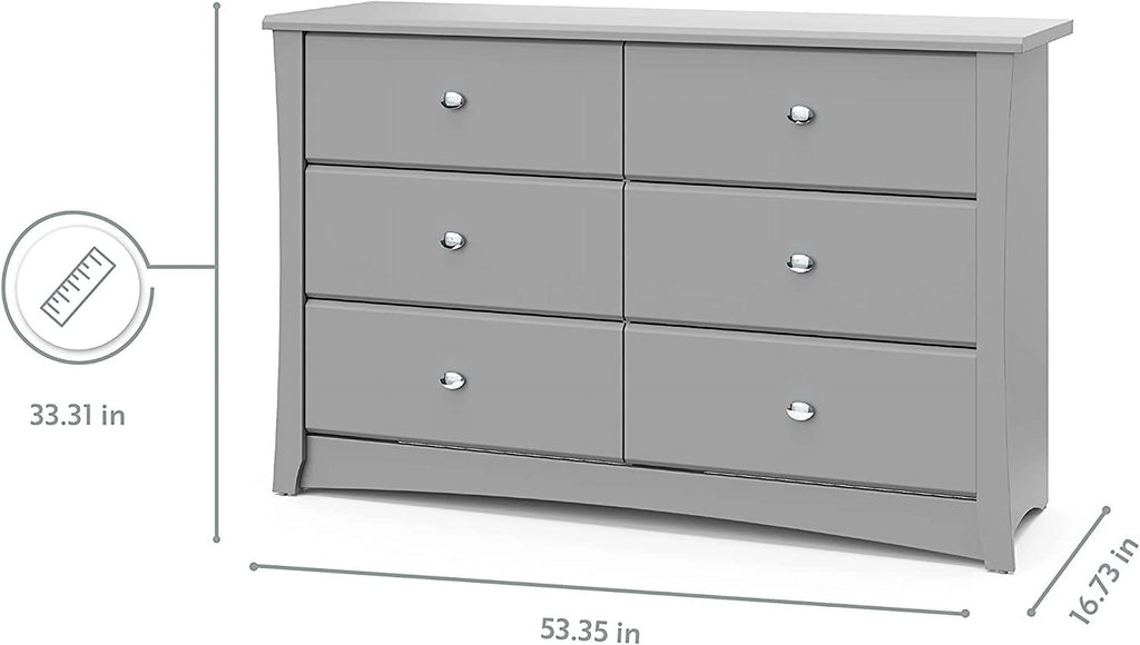 White 6 Drawer Double Dresser F482