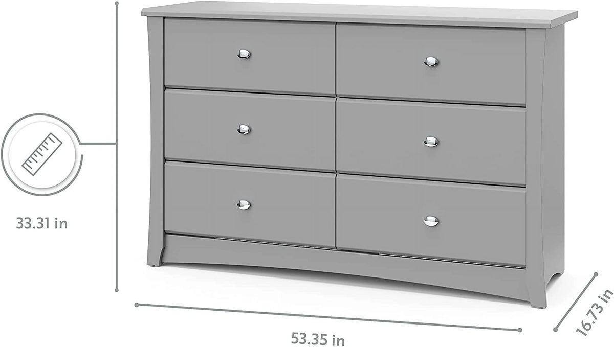White 6 Drawer Double Dresser F482