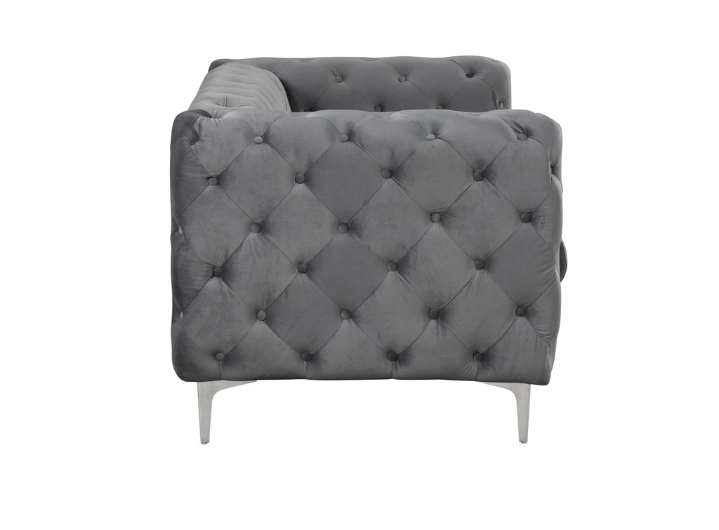 3 Pieces Gray Velvet Sofa and 2 Armchairs V215775