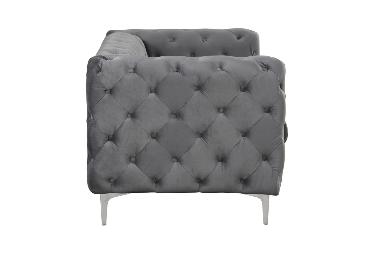 3 Pieces Gray Velvet Sofa and 2 Armchairs V215775
