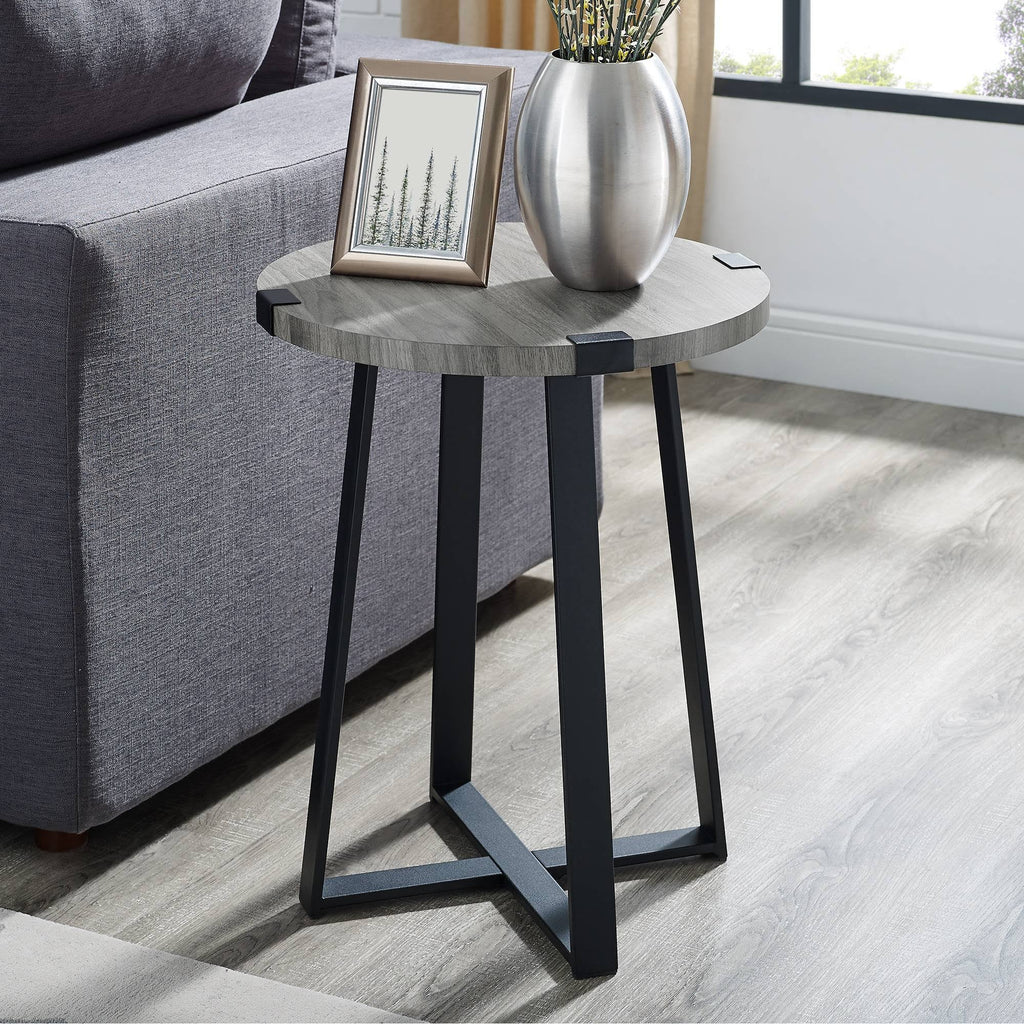 Slate Gray Round Side Table L907