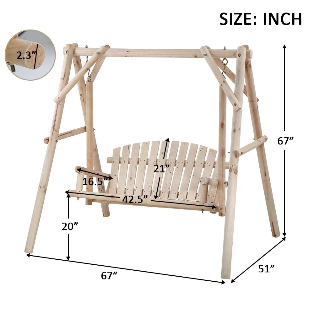 Wooden Swing Chair with A-Frame Stand I894