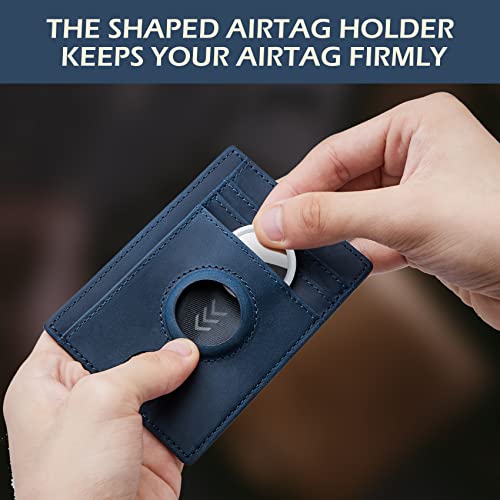 Slim Minimalist Crazy Horse Leather Airtag Card Wallet (Black) L44716