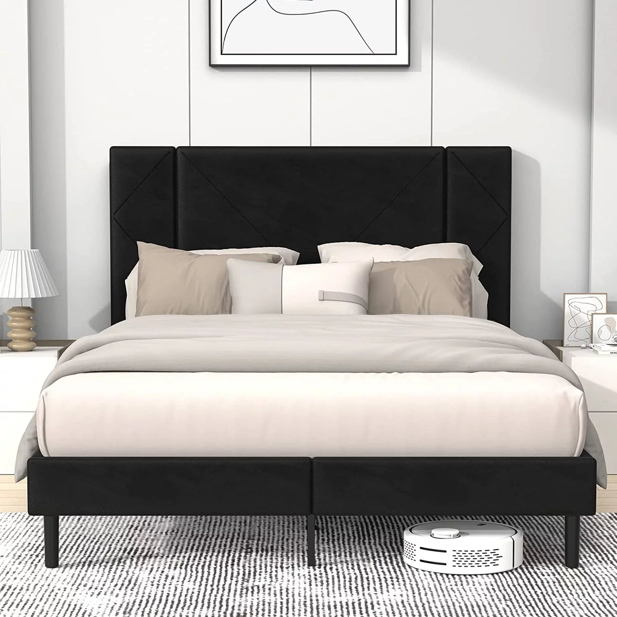 Queen Velvet Upholstered Bed Frame J78521