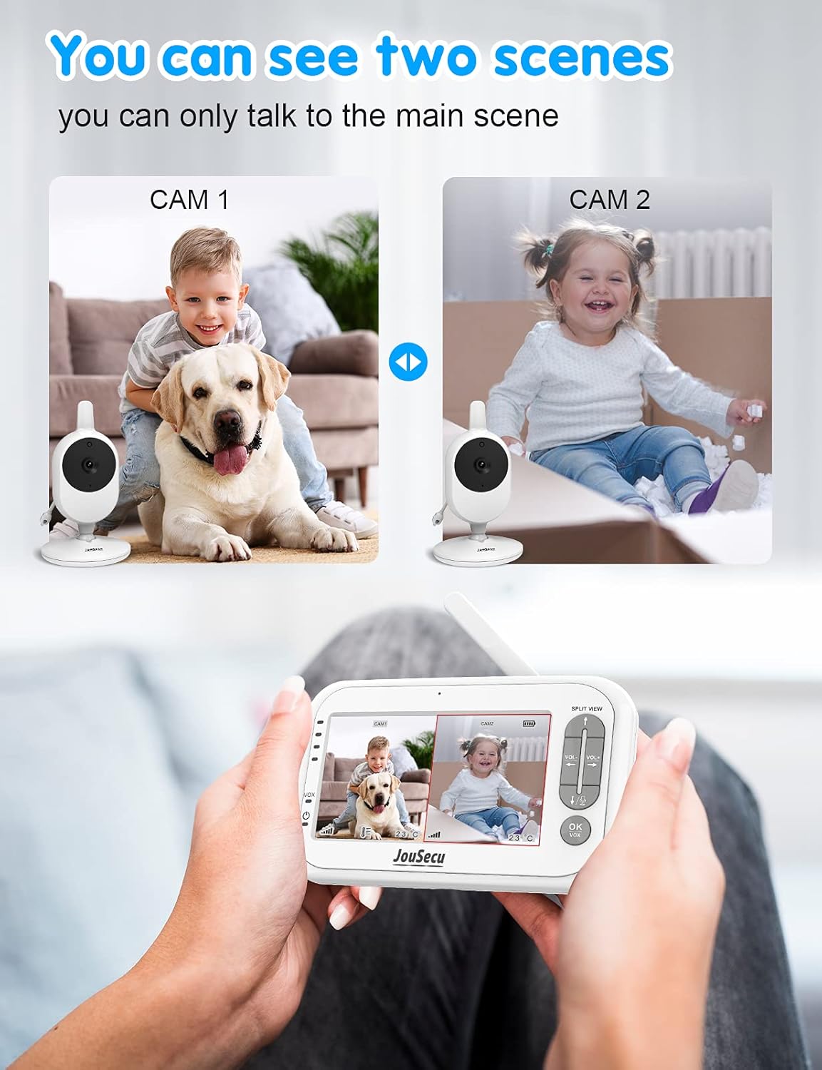 4.3 Inches LCD Split Screen Baby Monitor with Camera and Audio M240289