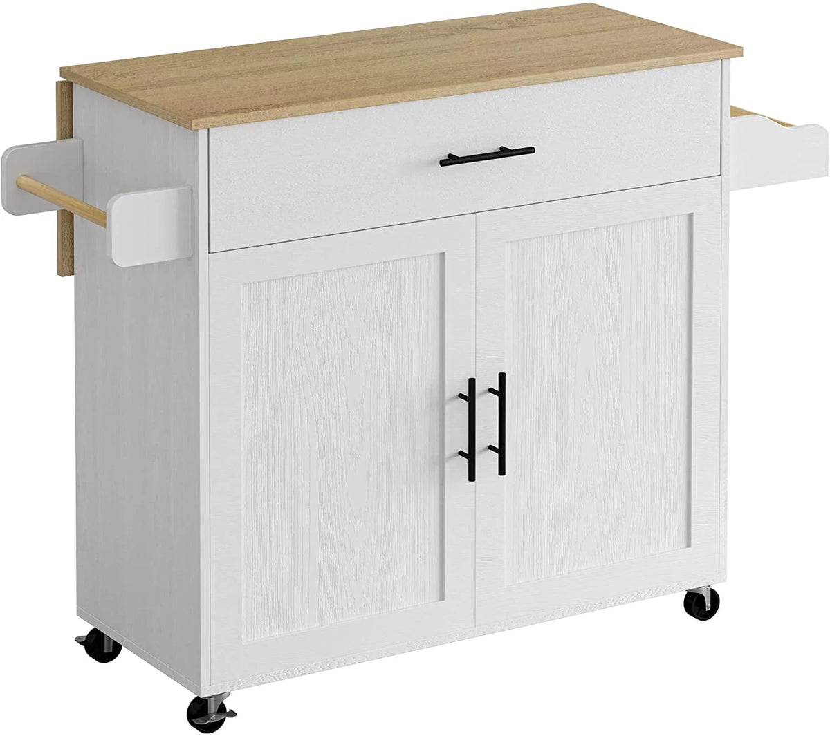 White Rolling Kitchen Island with Storage Cabinet M720