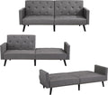 Espresso Faux Leather Tufted Convertible Sofa Bed V1335