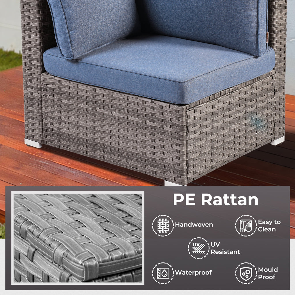 7 Pieces Wicker Outdoor Patio Sectional Couch X36704