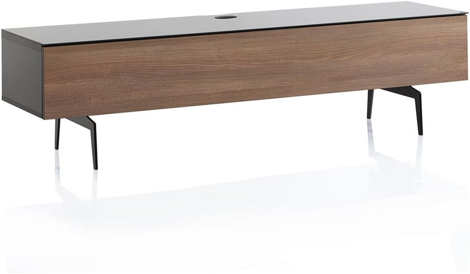 Black Wood and Glass TV Stand with Metal Legs E188