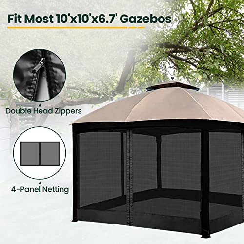 Black 10' x 10' 4-Panel Mosquito Netting with Zippers O61994