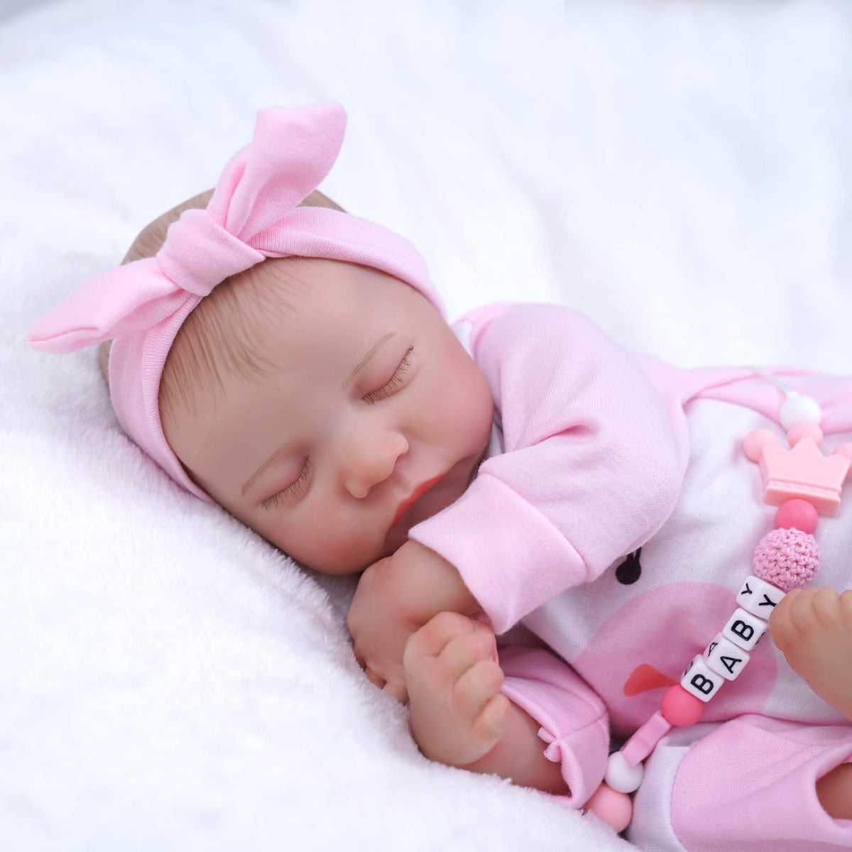 17-Inch Soft Cloth Body Realistic Newborn Sleeping Baby Doll L7869