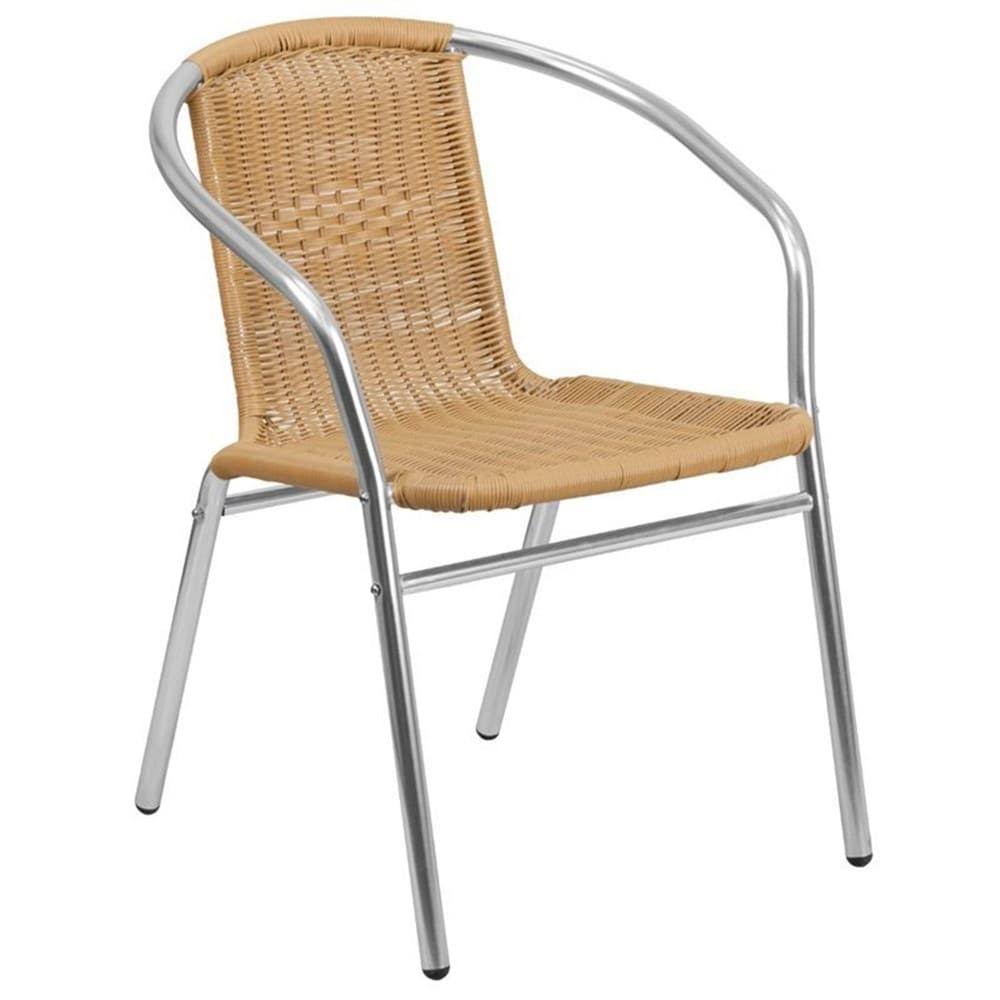 Beige Aluminum and Rattan Stacking Patio Chair W6631