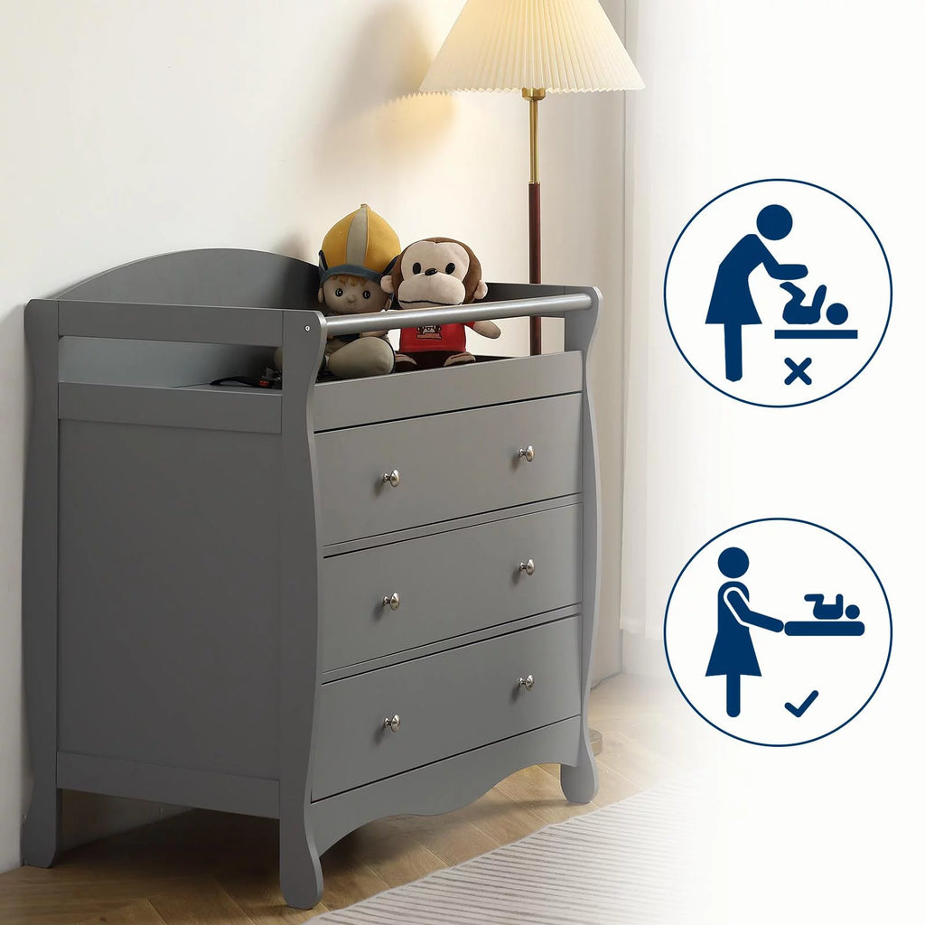 Gray 3 Drawer Changing Dresser G2966