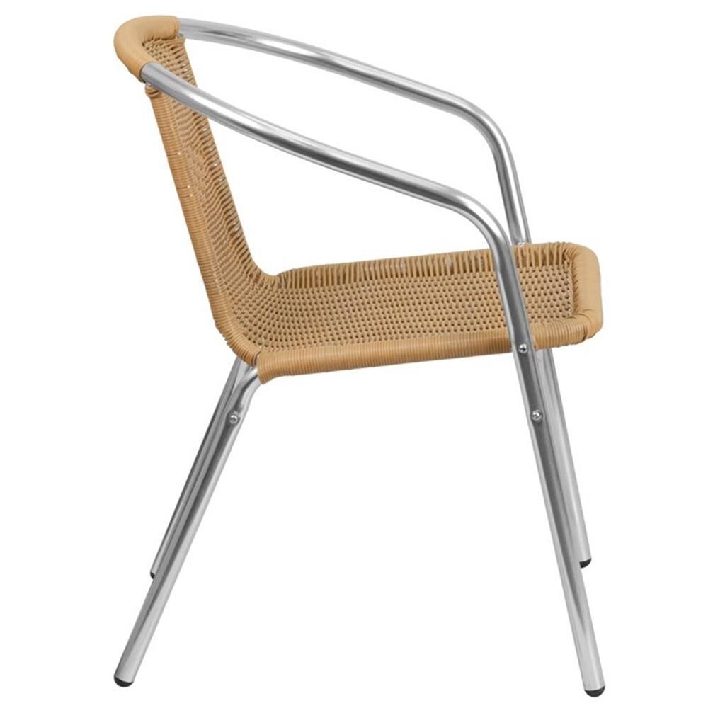 Beige Aluminum and Rattan Stacking Patio Chair W6631