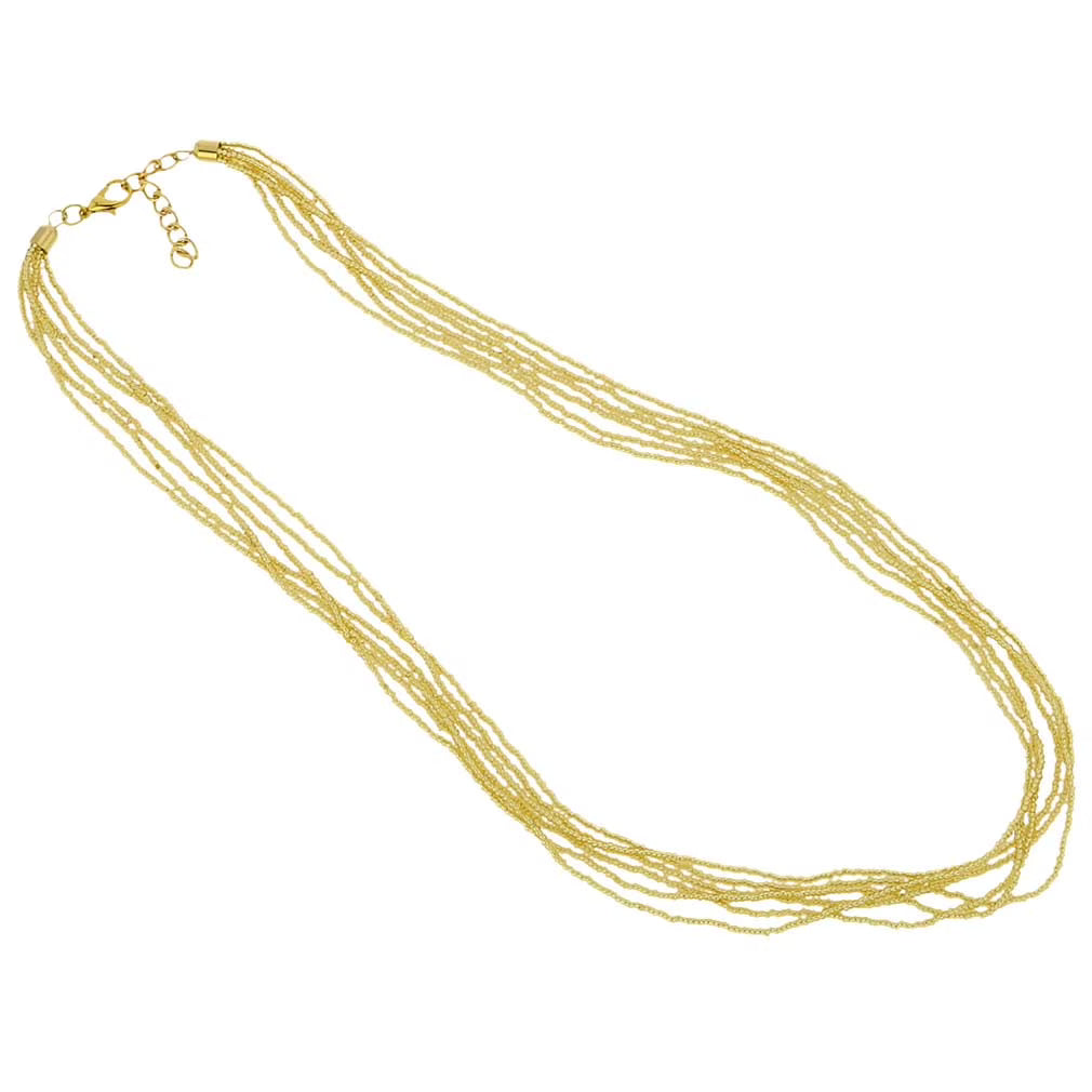 Gold Seed Bead Necklace J645