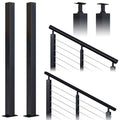 Black Stainless Steel Surface Mount Cable Railing Post 36"x2"x2" 2Pack B7872