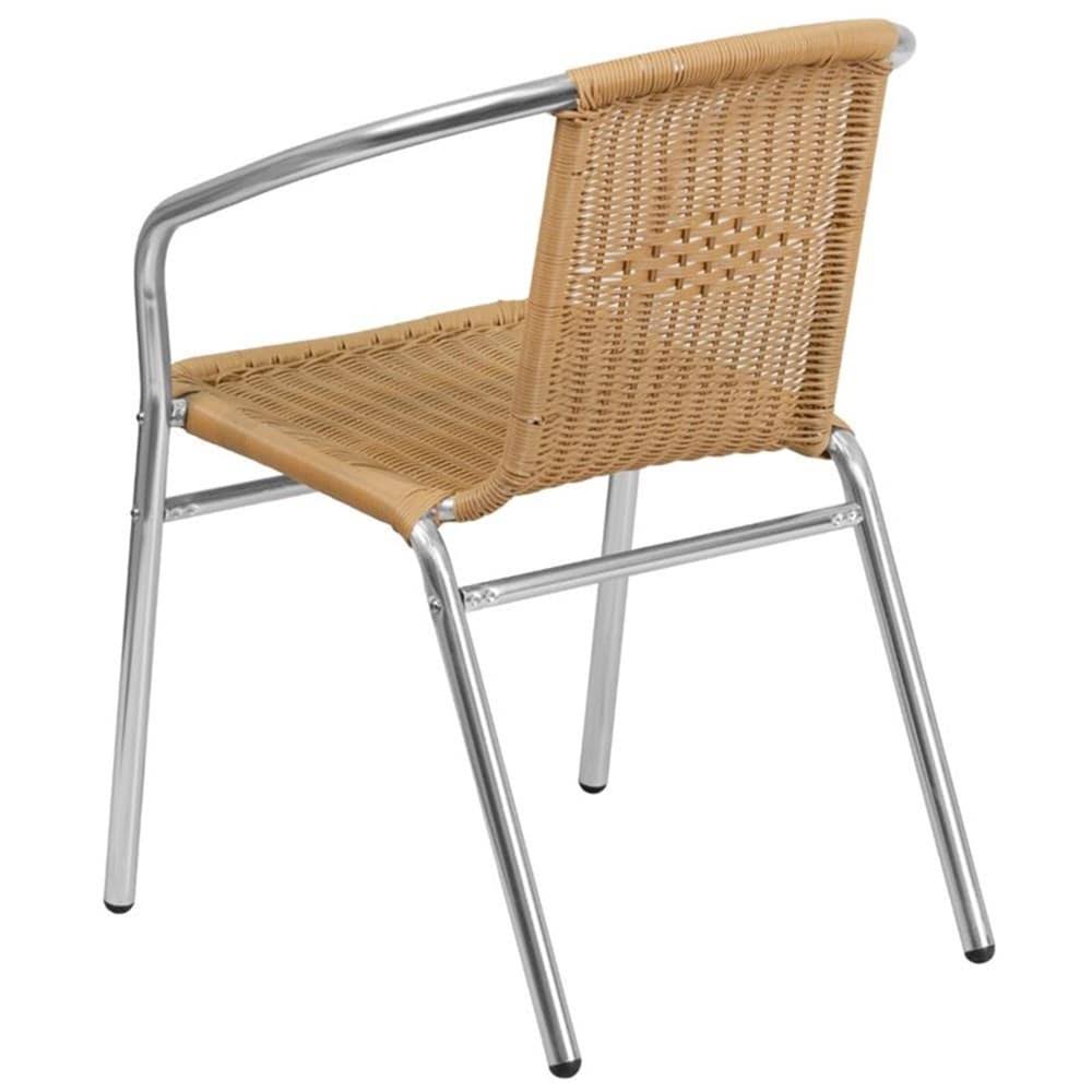 Beige Aluminum and Rattan Stacking Patio Chair W6631