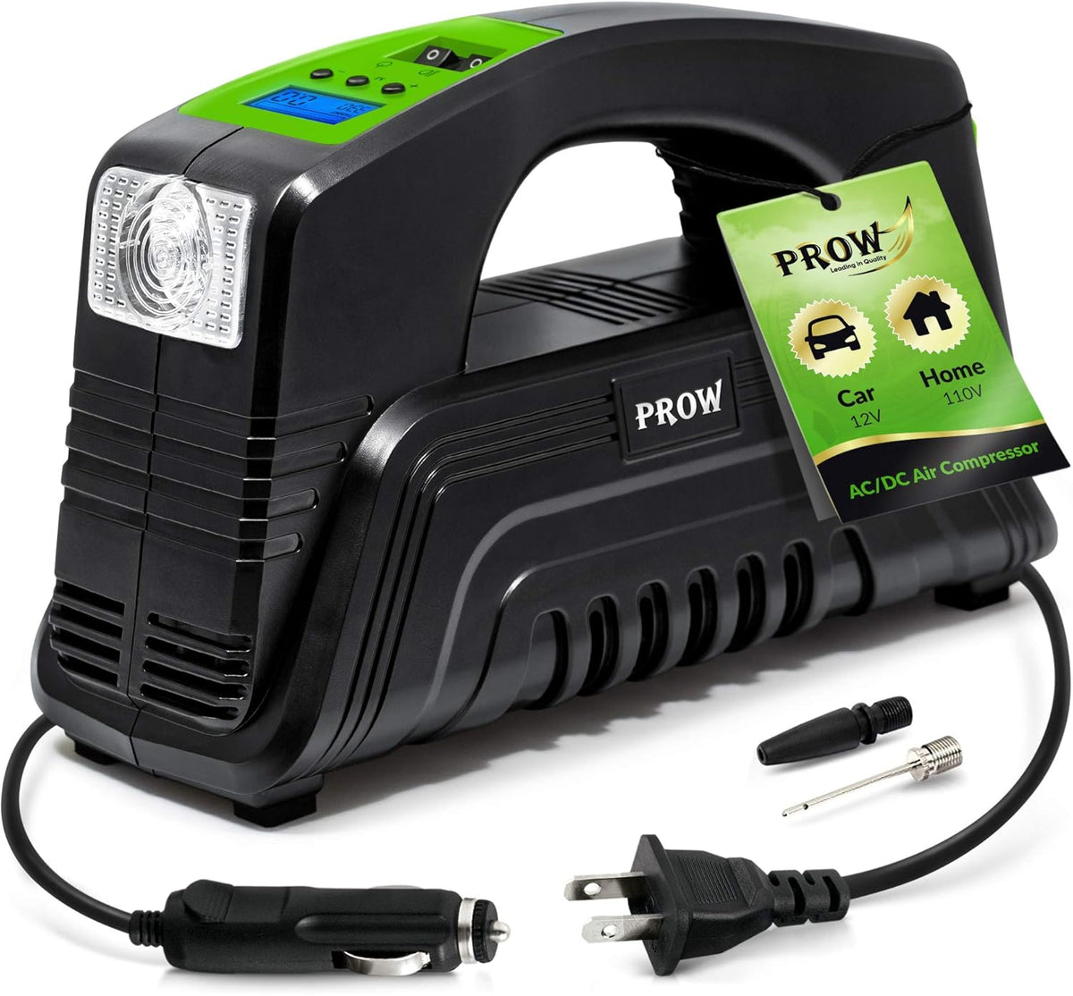 Electric Air Compressor Tire Inflator AC/DC Portable with Digital Pressure Gauge H87629