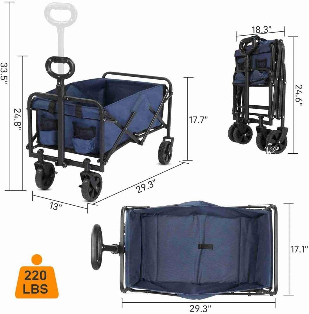 Blue Heavy Duty Folding Wagon with All Terrain Wheels P49282