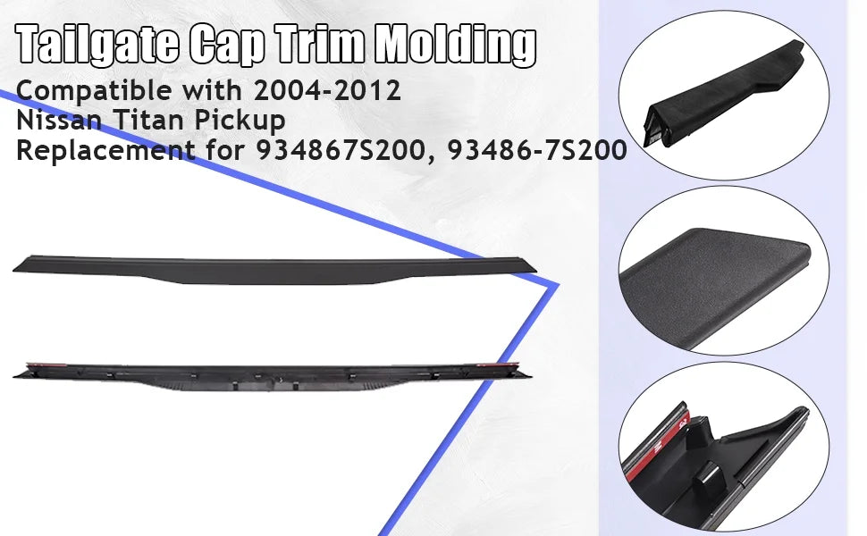 Tailgate Cover Cap Top Protector ABS Plastic 63.66" Length X848