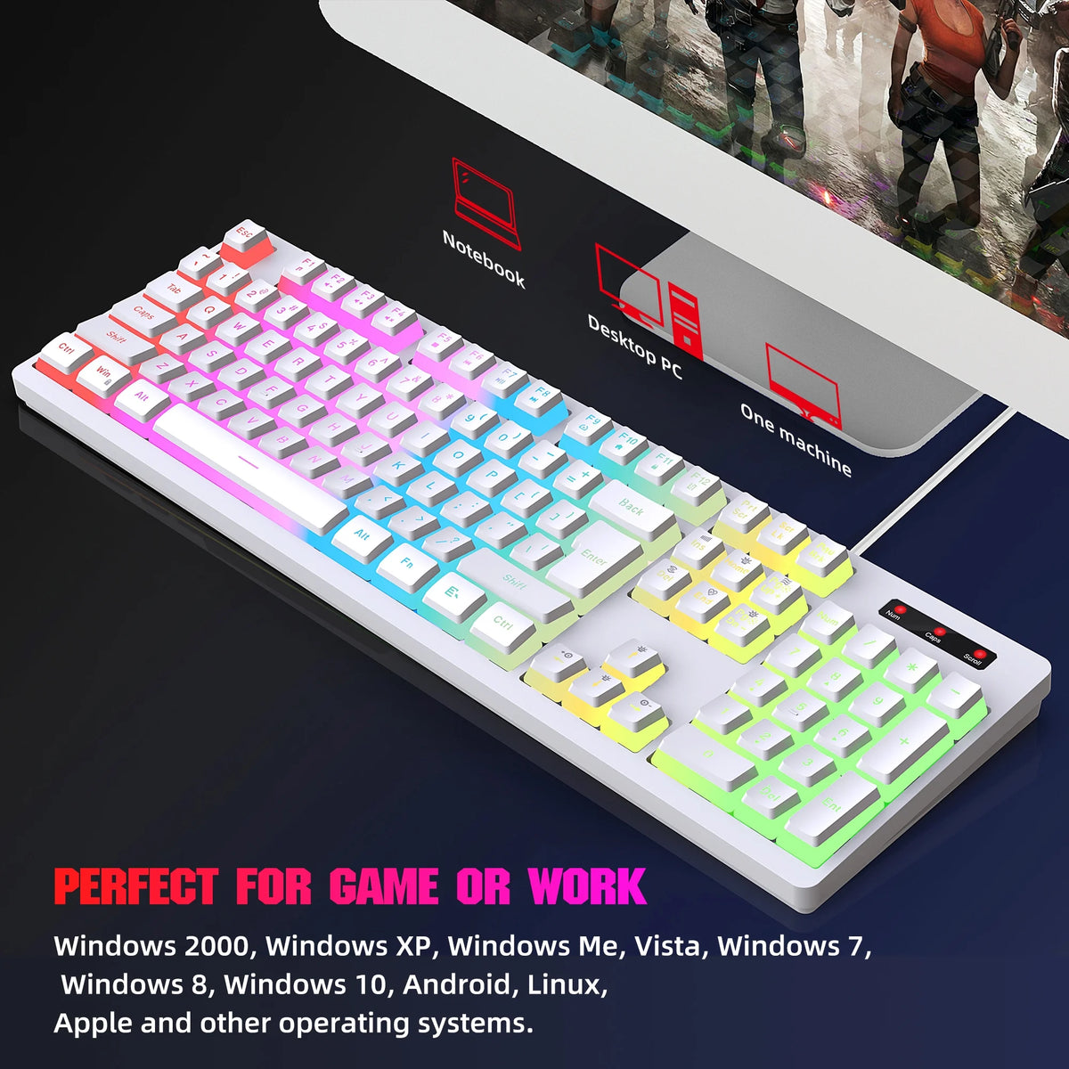 RGB Backlit Mechanical Gaming Keyboard with ABS Pudding Keycaps Y4146