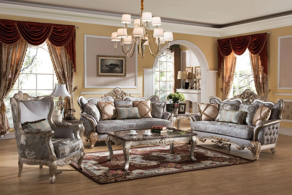 Metallic finish Wood Sofa Set 3Pcs O79382