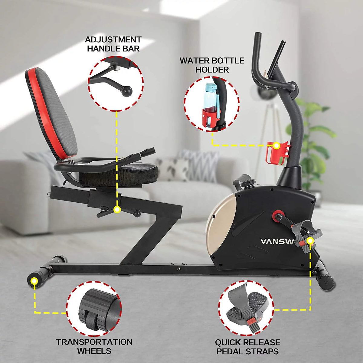 Recumbent Exercise Bike 400 lbs. Magnetic Resistance R19587