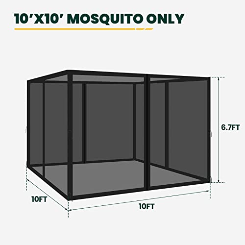 Black 10' x 10' 4-Panel Mosquito Netting with Zippers O61994
