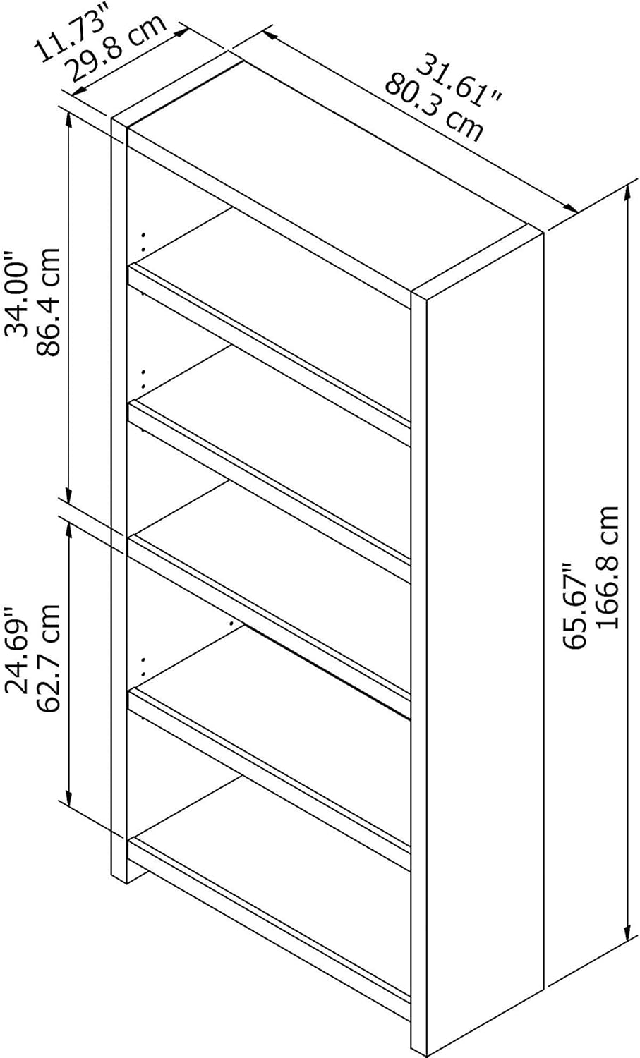 5 Shelf Bookcase V243