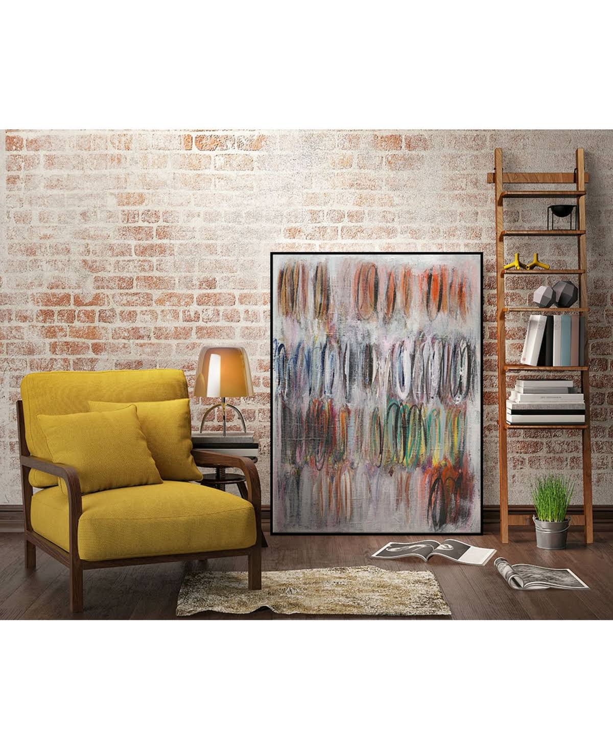 Tan Framed Canvas Art Block L177088