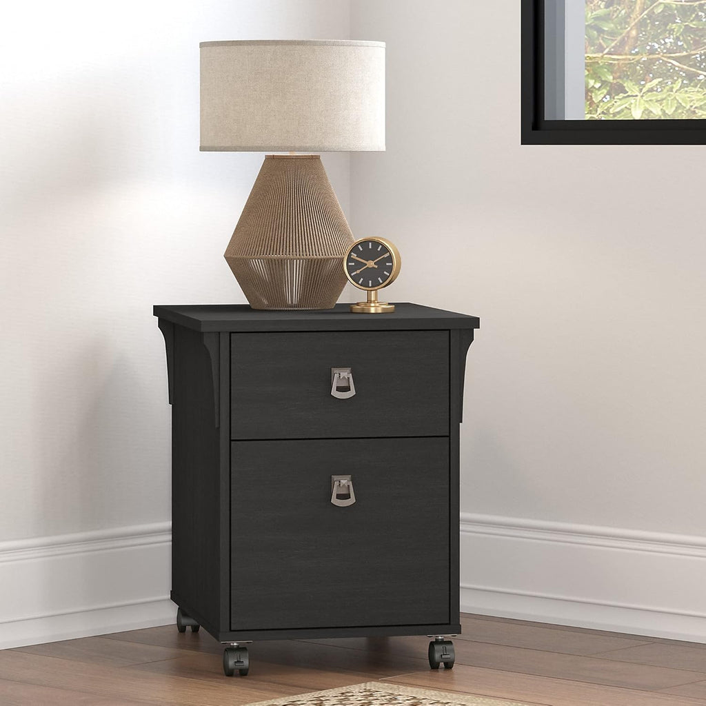 Vintage Black 2 Drawer Mobile File Cabinet L102288