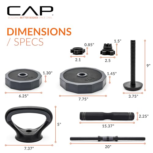 66 lb Adjustable Dumbbell, Barbell & Kettlebell Weight Set C375195