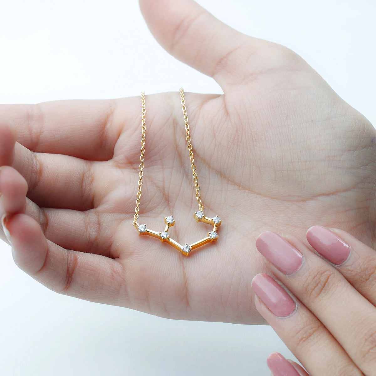 10K Yellow Gold Moissanite Zodiac Sagittarius Constellation Necklace L696