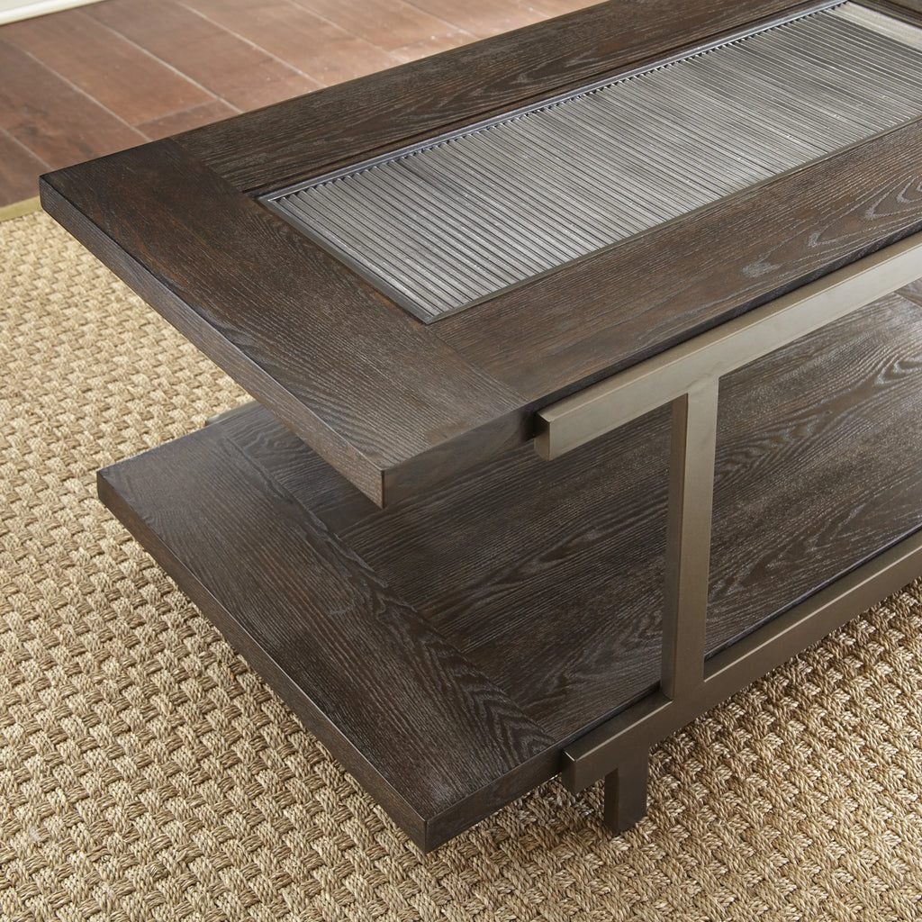 Rustic Industrial Cocktail Table with Bottom Shelf N3585