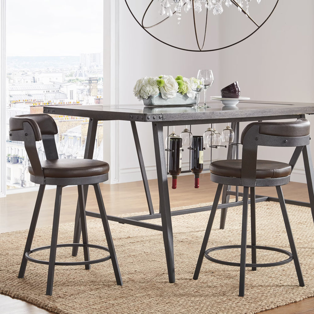 Brown Swivel Bar Stool, Set of 2 C14523