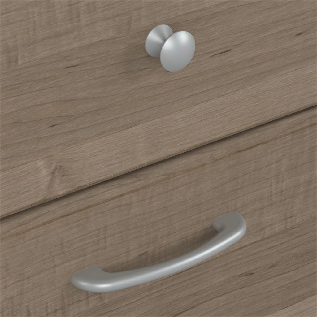 Ash Gray Engineered Wood Sit to Stand L Desk with Hutch H78525