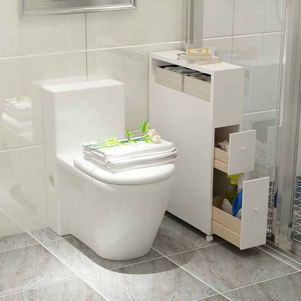 White Wooden Storage Cabinet Organizer with 4 Casters R850