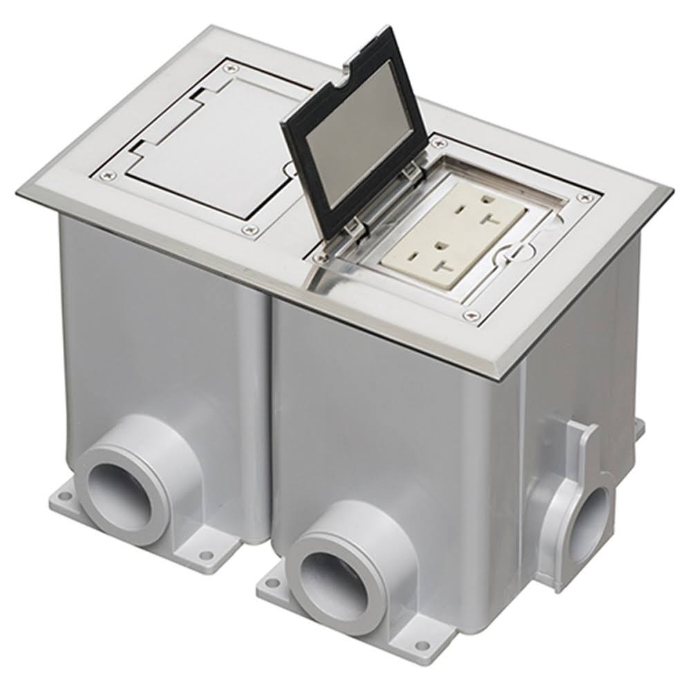 Nickel Two Gang Floor Box L53883
