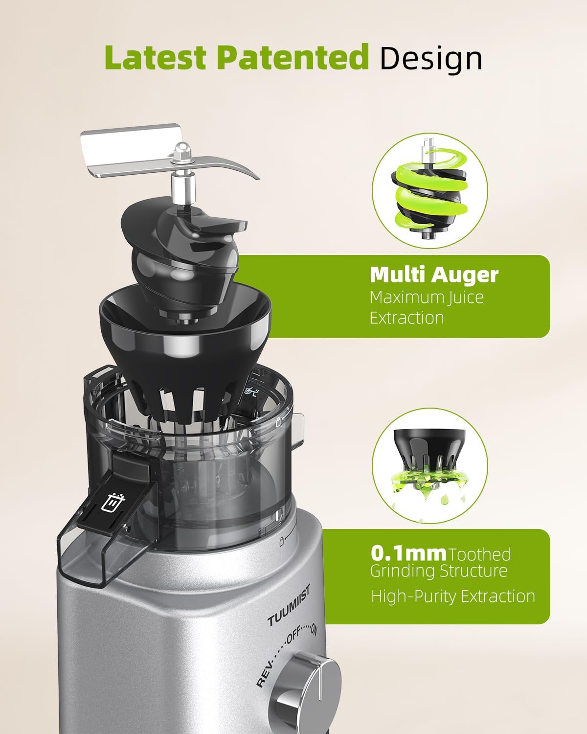 Cold Press Masticating Juicer with Large Feed Chute J724