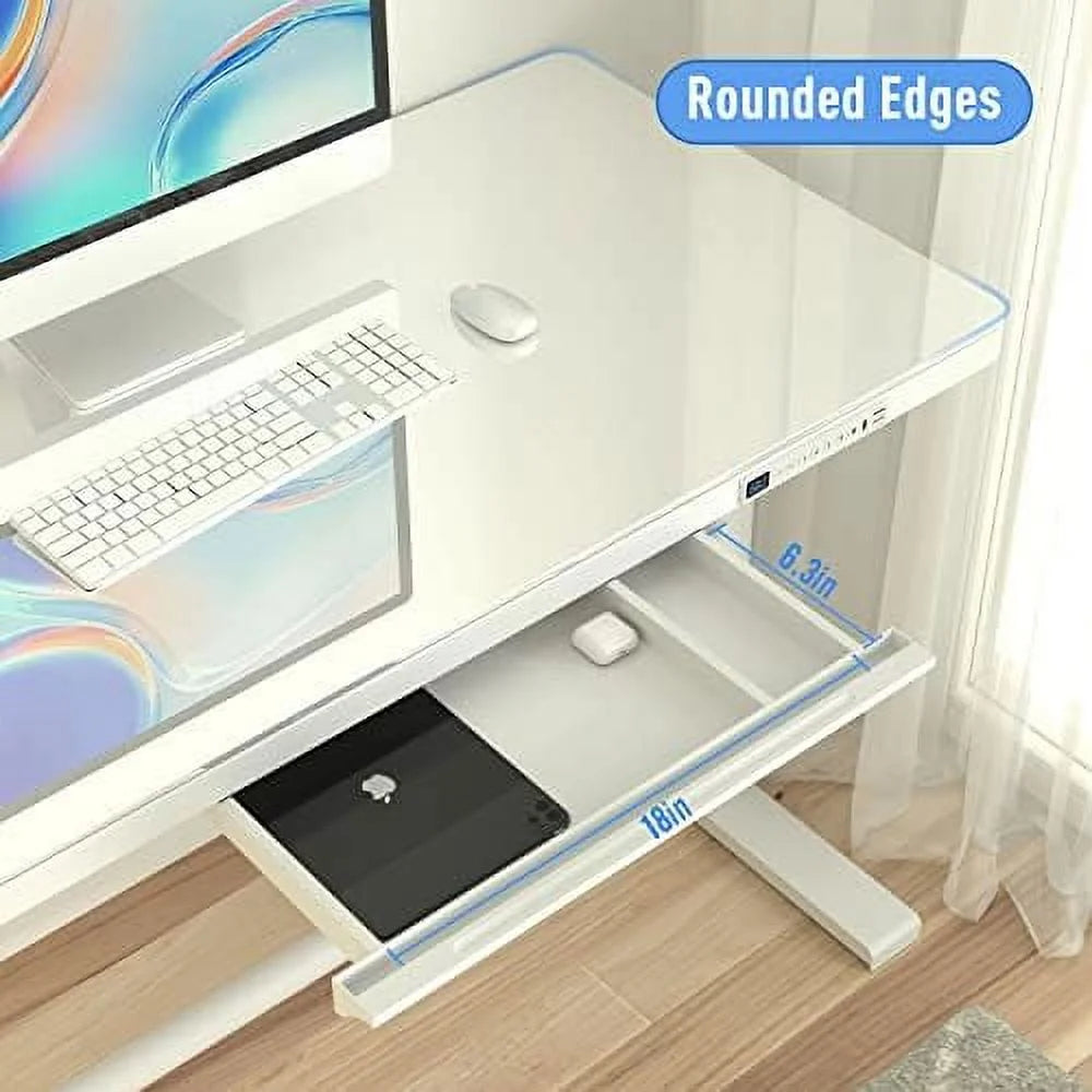Electric Height Adjustable Standing Desk with Glass Top C7733