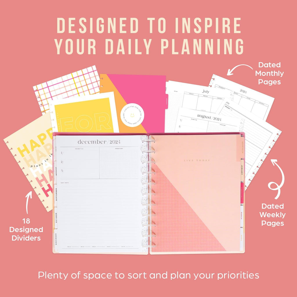 12-Month Academic Planner, July 2024–June 2025, Big Size, 72 Pages, 8 1/2" x 11" O8840