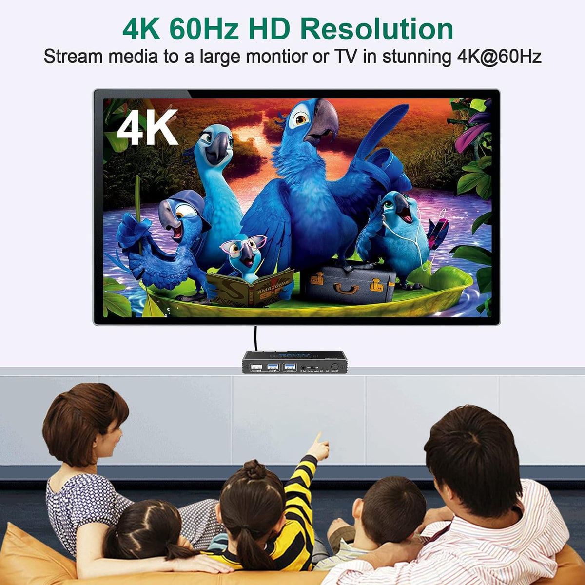 USB 3.0 KVM Switch HDMI 2-Port 4K60 HDR with Hot Key IR Remote R69807