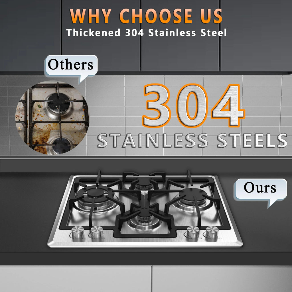 23 inch 4 Burner Stainless Steel Gas Cooktop V478960