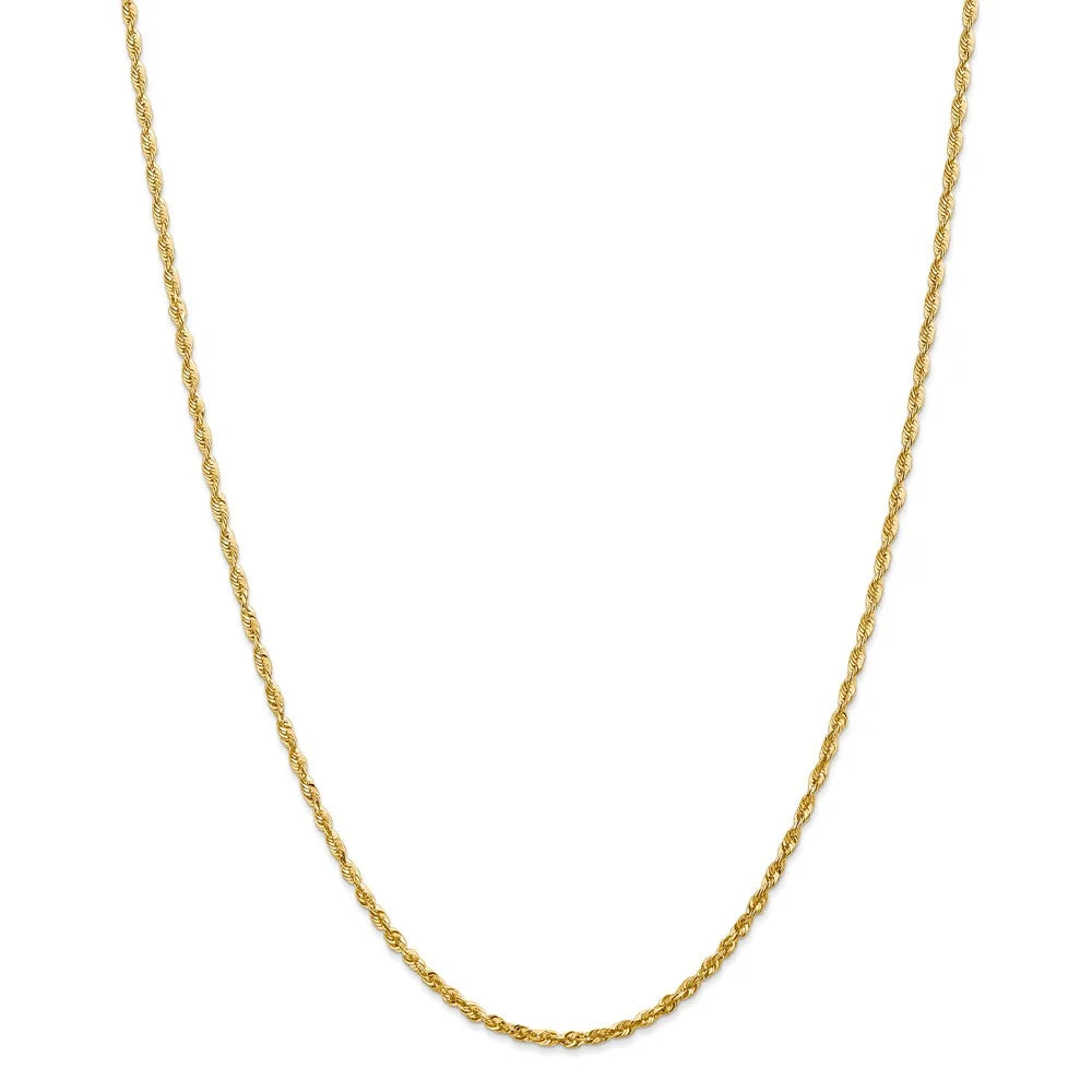 14kt Yellow Gold 2.25mm Diamond Cut Rope Chain 24 inch Lobster Clasp P113
