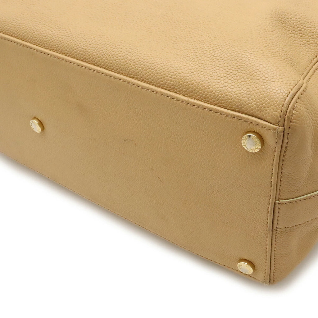 Pre-Owned Beige Caviar Skin Tote Bag P7502