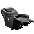Black Faux Leather Power Lift Recliner with Heating and Massage W725