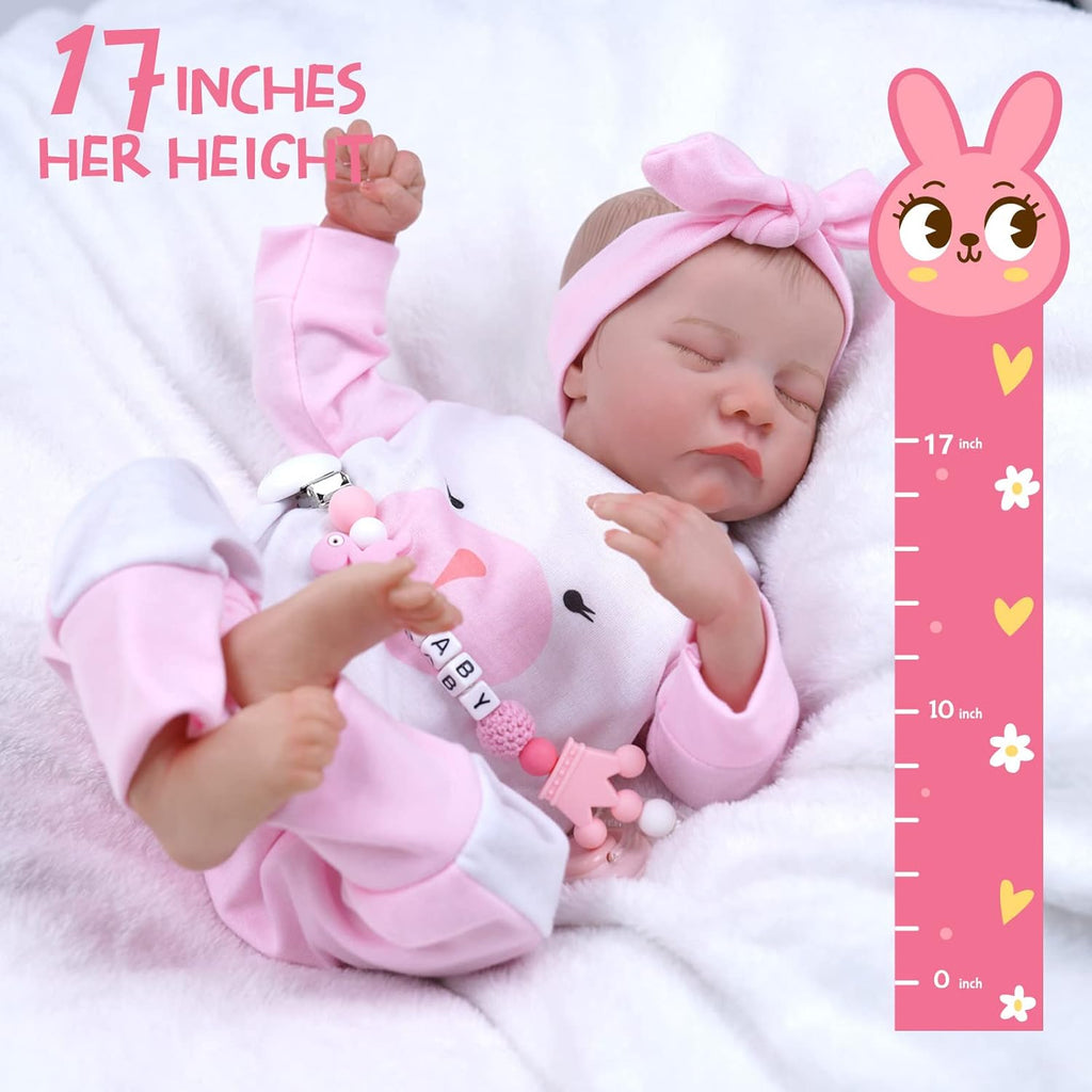 17-Inch Soft Cloth Body Realistic Newborn Sleeping Baby Doll L7869