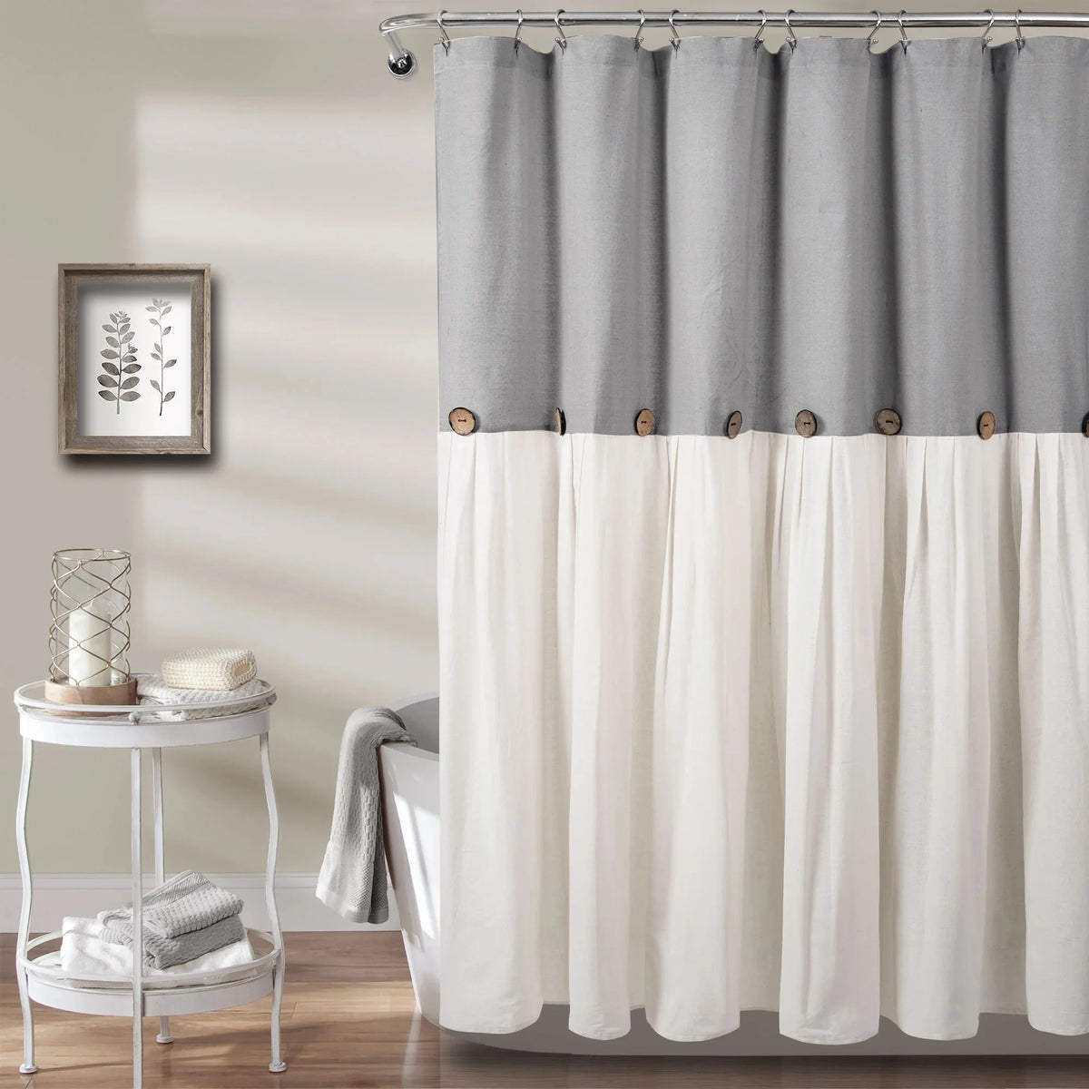 Gray Cotton Blend Shower Curtain J964239