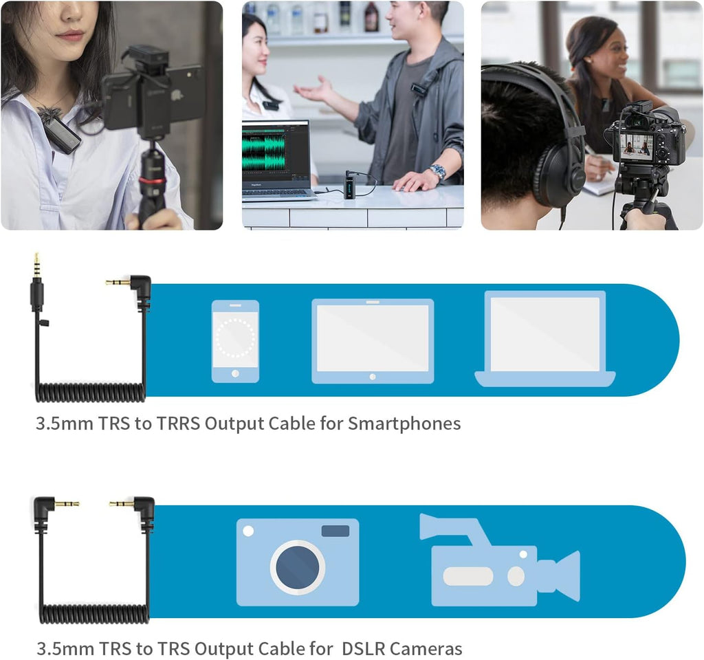 2.4GHz Wireless Dual Channel Cordless Lavalier Microphone System for Phone Camera B88955