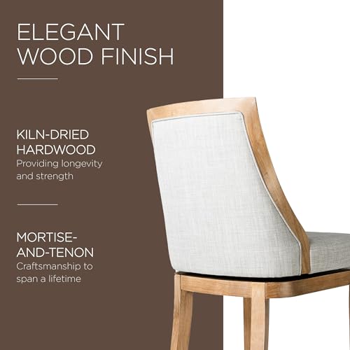 Weathered Oak Finish Sand Color Fabric Upholstered Counter Height Barstool, Set of 2 J3681